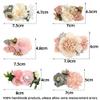6 PCS Handmade Flower Hair Bows Fully Lined Alligator Hair Clips Faux Pearls Floral Hair Clips Barrettes Hair Accessories for Women Girls Toddlers Kids Children view 2