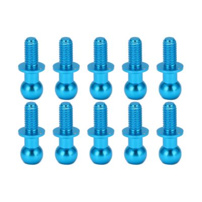 SPYMINNPOO 10pcs Metal Ball Screws, Link Rod Shock Absorbers End Bolts Replacement Compatible with TT01 TT02 RC Car(Blue)