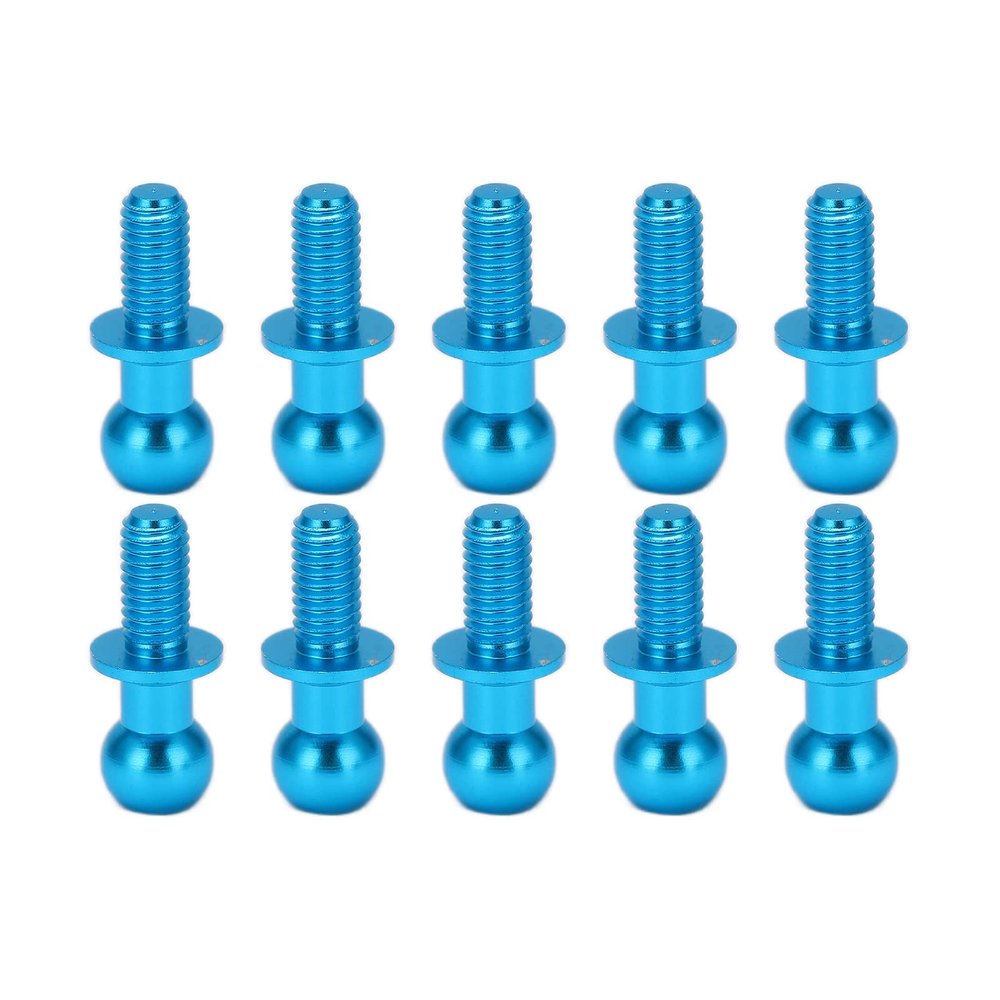 SPYMINNPOO 10pcs Metal Ball Screws, Link Rod Shock Absorbers End Bolts Replacement Compatible with TT01 TT02 RC Car(Blue)