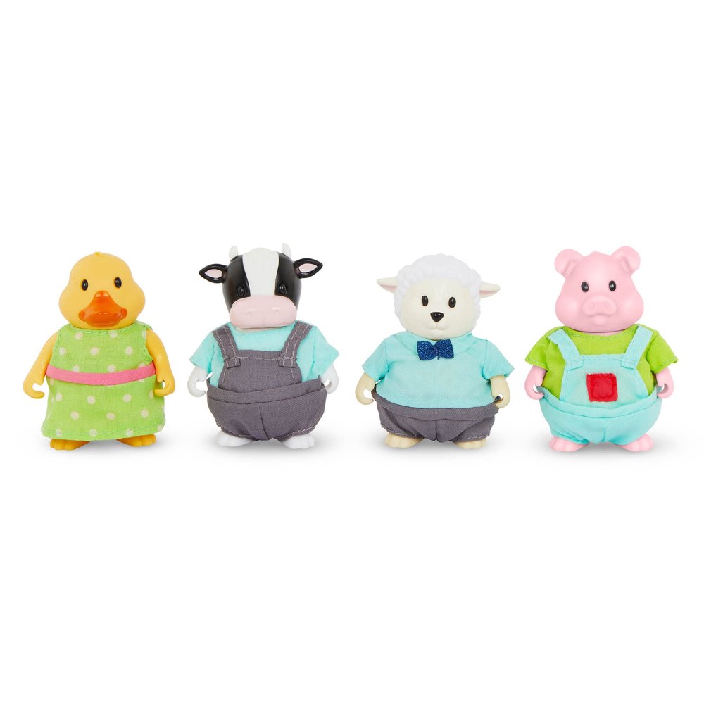 Li'l Woodzeez Friendz Club Farm Set with Duck, Sheep, Pig & Cow 4 Collectible Posable Doll Figures for Imaginative Pretend Play Farm Animal Toys for 3+ Years
