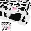 4 Pcs Cow Print Plastic Tablecloth, Farm Animal Themed Parties Tablecovers for Cow Theme Birthday Party Supplies, Black and White view 1