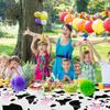 4 Pcs Cow Print Plastic Tablecloth, Farm Animal Themed Parties Tablecovers for Cow Theme Birthday Party Supplies, Black and White view 2
