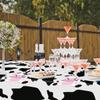 4 Pcs Cow Print Plastic Tablecloth, Farm Animal Themed Parties Tablecovers for Cow Theme Birthday Party Supplies, Black and White view 3