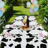 4 Pcs Cow Print Plastic Tablecloth, Farm Animal Themed Parties Tablecovers for Cow Theme Birthday Party Supplies, Black and White view 4