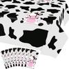 8 Pcs Cow Print Plastic Tablecloth, Farm Animal Themed Parties Tablecovers for Cow Theme Birthday Party Supplies, Black and White view 1