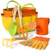 Kinderific Gardening Set, Tool Kit, for Kids, STEM, Includes Tote Bag, Spade, Watering Can, Rake, Fork, Trowel and Gloves (Sunshine) view 1