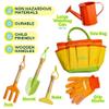 Kinderific Gardening Set, Tool Kit, for Kids, STEM, Includes Tote Bag, Spade, Watering Can, Rake, Fork, Trowel and Gloves (Sunshine) view 3