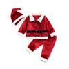FIOMVA Christmas Baby Girl Boy Santa Costumes Clothes Outfits Dress Jacket Coat Long Pants Hat Socks Cosplay  (velvet 3pcs set, 12-18 Months) view 2