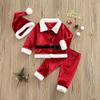 FIOMVA Christmas Baby Girl Boy Santa Costumes Clothes Outfits Dress Jacket Coat Long Pants Hat Socks Cosplay  (velvet 3pcs set, 18-24 Months) view 3