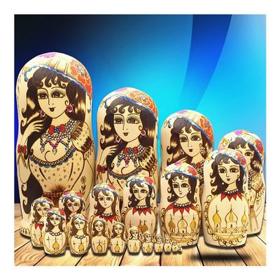QQWW Russian Matryoshka 20-Piece Set of Hand-Painted Wooden Traditional Matryoshka Creative Toys Home Ornaments
