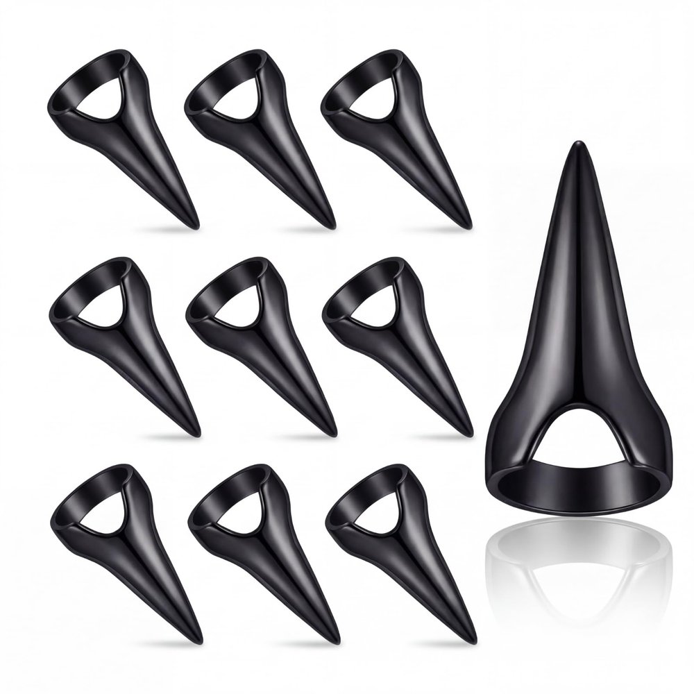 Hicarer 10 Pcs Metal Finger Claws Rings Full Finger Set Cosplay,Black