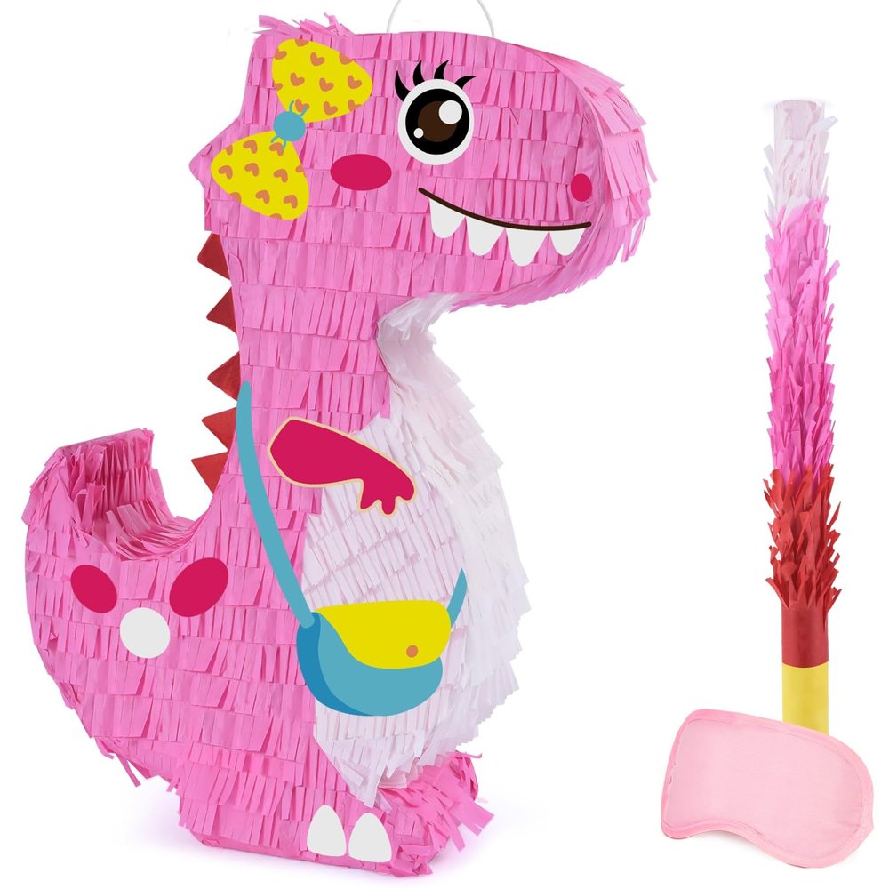 Dinosaur Pinata - Dinosaur Birthday Party Supplies for Girls Kids Dino Themed Party Pinata Bundle Set Perfect Party Game Activity Decoration