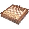 AMEROUS 12.8" x 12.8" Magnetic Wooden Chess Set with 2 Built-in Storage Drawers - 2 Bonus Extra Queens - Gift Packaging - Staunton Chess Pieces, Board Games Chess Sets for Adults and Kids view 2