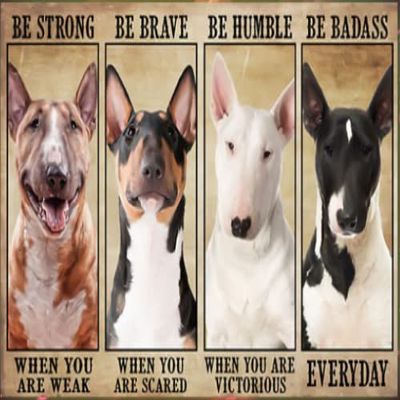 1000 Piece Jigsaw Puzzles Bull Terrier Be Strong Be Brave Be Human Be Badass Woodeen Puzzles for Adults and Kids Development Toys Games Toys Gift