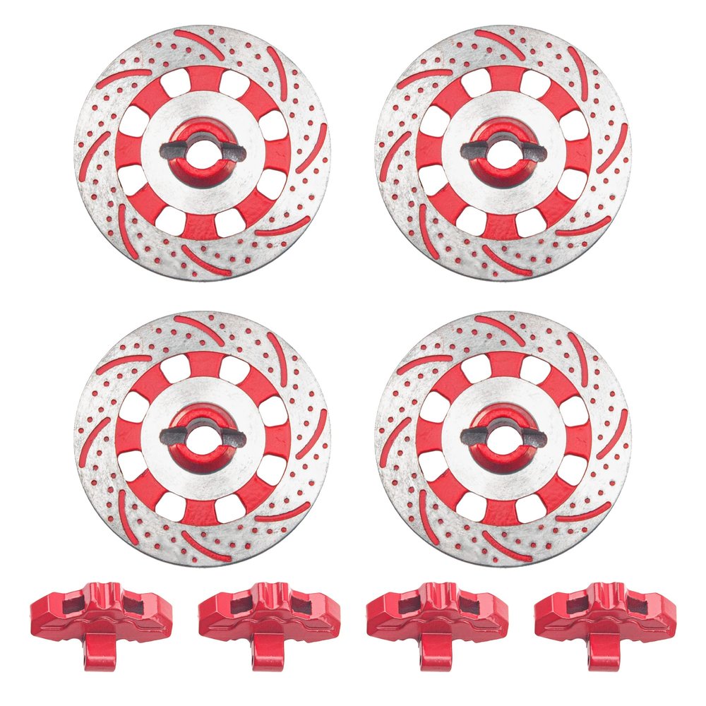 4Pcs ShareGoo RC Brake Disc,Metal Wheel Rim Hex Hub Brake Disc Decoration Compatible with Traxxas UDR Unlimited Desert Racer 1/7 RC RC Car (Red)