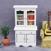 1: 12 Toy House Toy House Mini Furniture Micro Field Vertical Bookcase with Drawer White Cabinet view 3