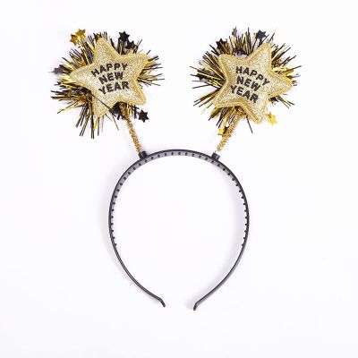 AVMBC Happy New Year Headband Tiara 2025 New Year Eve Hair Hoop Headdress Hair Accessories Holiday Party Supplies Favors