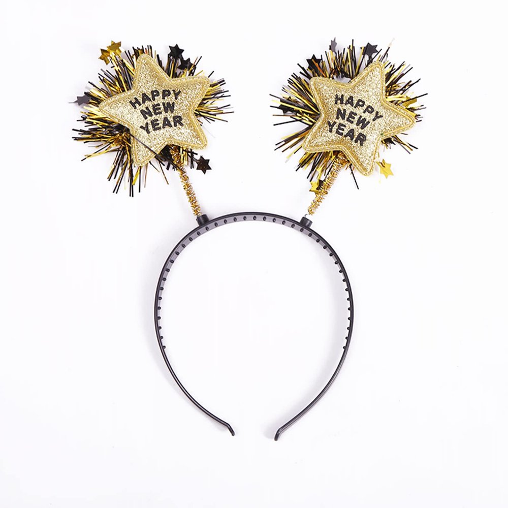 AVMBC Happy New Year Headband Tiara 2025 New Year Eve Hair Hoop Headdress Hair Accessories Holiday Party Supplies Favors