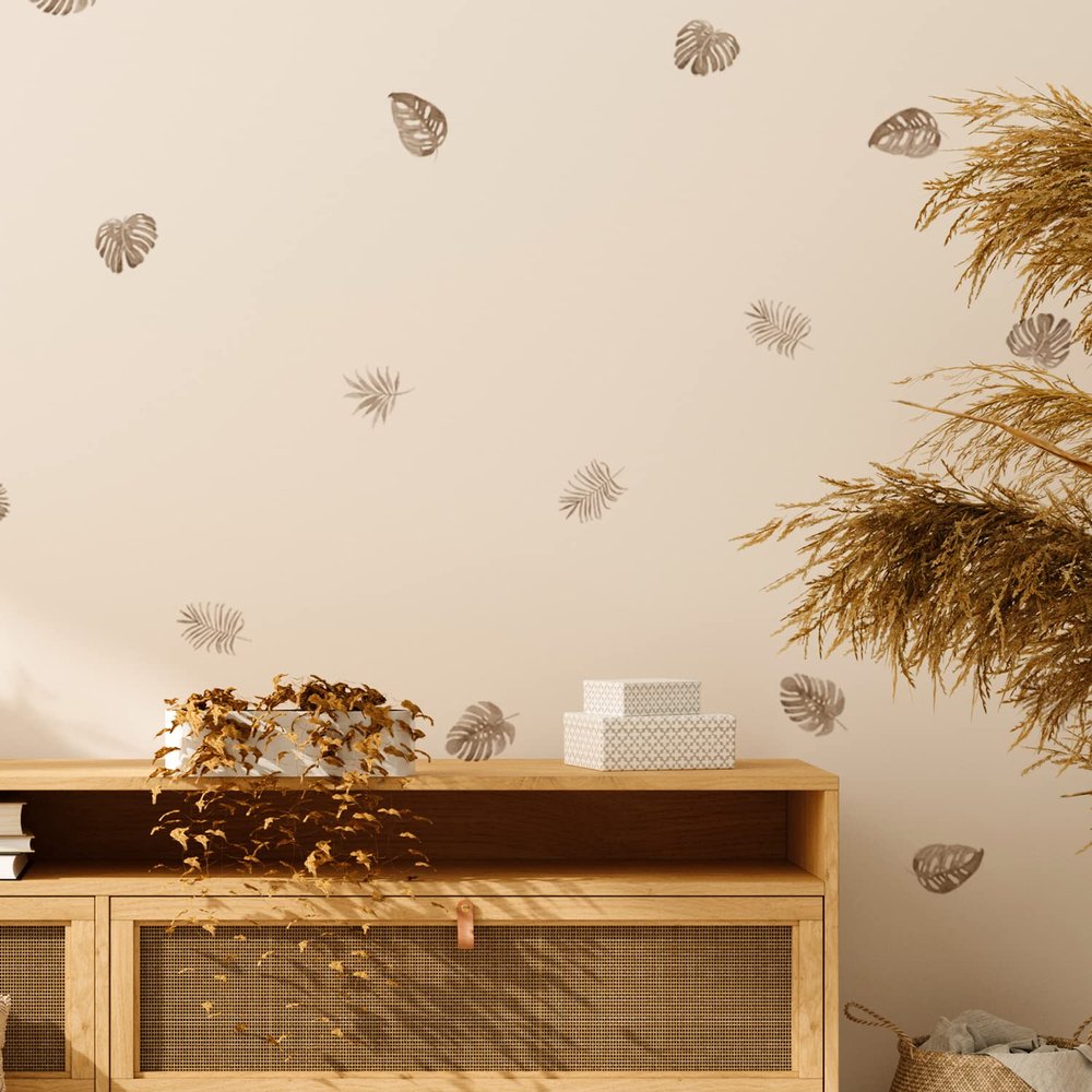 36Pcs Palm Leaves Boho Art Wall Decals, Peel and Stick Wall Stickers for Living Nursery Room Bedroom Wall Decor