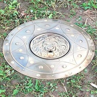Vimal Nautical Brown Antique Silver Lion Hade Shield Winter Soldier Super Hero Shield Battle Shield Wall Decor Shield 24 Inch Stainless Steel Metal Shield Gift Item