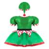 Huimingda Kids Girls Christmas Elf Costume Santa Claus Helper Cosplay Party Outfit Princess Dress with Hat Set Green 14 Years view 4