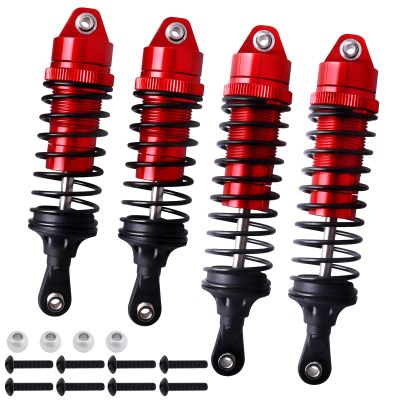 FriHobby RC Big Bore Shocks All Metal Shock Absorber Front Rear Damper Upgrade Parts for Traxxas 1/10 Slash 4x4 Rustler 4X4 Stampede 4X4 Hoss 4X4 Replace 5862 (Red)
