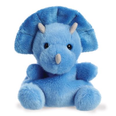 Aurora, hangtag, 33616, Palm Pals Tank Triceratops Dinosaur, 5In, Soft Toy, Blue
