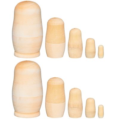 Chalyna 2 Sets Unpainted Nesting Dolls Blank Russian Nesting Dolls Personalize Create Your Own Easter Russian Doll Wooden Matryoshka DIY Kit for Kids