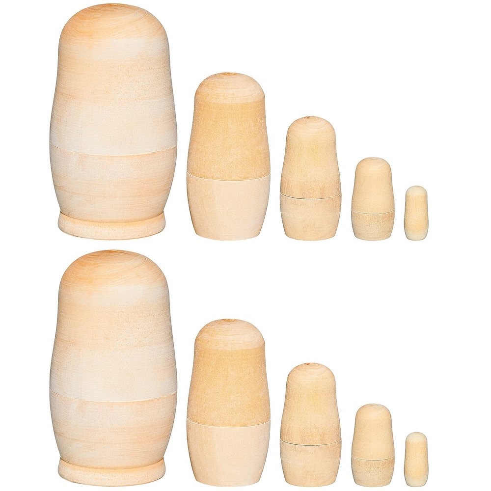 Chalyna 2 Sets Unpainted Nesting Dolls Blank Russian Nesting Dolls Personalize Create Your Own Easter Russian Doll Wooden Matryoshka DIY Kit for Kids