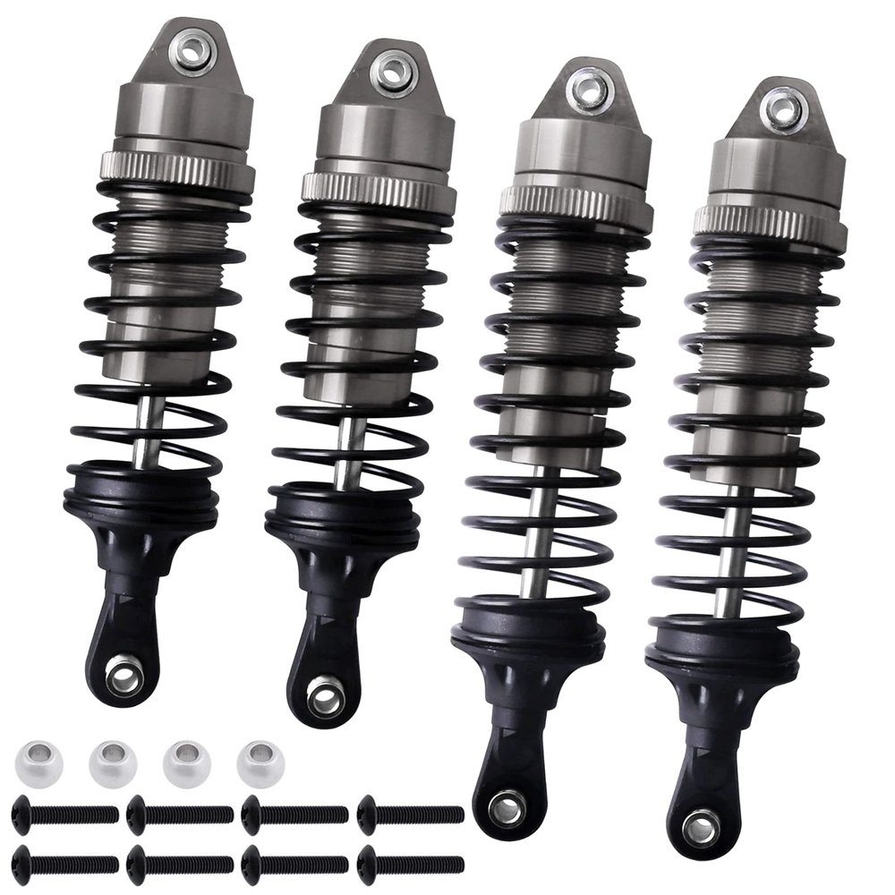 FriHobby RC Big Bore Shocks All Metal Shock Absorber Front Rear Damper Upgrade Parts for Traxxas 1/10 Slash 4x4 Rustler 4X4 Stampede 4X4 Hoss 4X4 Replace 5862 (Gray)