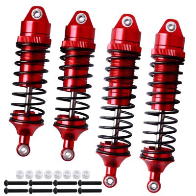 FriHobby RC Big Bore Shocks All Metal Shock Absorber Front Rear Damper Upgrade Parts for Traxxas 1/10 Slash 4x4 Rustler 4X4 Stampede 4X4 Hoss 4X4 Replace 5862 (Red)