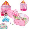 LOJETON 3pc Princess Fairy Tale Kids Play Tent, Cube Crawl Tunnel, Ball Pit for Toddlers, Indoor Outdoor Playhouse Castle Toys, Baby Boys Girls for 3 4 5 6 7 Years Old (Balls Not Included) view 1