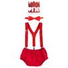 Baby Boys 1st Valentine's Day Outfit Red Sequins Heart Diaper Cover Suspenders Bowtie Crown Headband 4PCS Clothes Set for Cake Smash First Birthday Photo Shoot Red Heart One 3-24 Months view 2