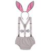 Baby Boys First Easter Cake Smash Outfit Rabbit Ears Diaper Cover Suspenders Bowtie Headband 4pcs Clothes Set for Easter Bunny Themed Birthday Party dress Photo Props Gray Bunny 3-24 Months view 2