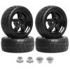 FriHobby 1/10 RC Touring Wheel Rims & Rubber Tires 12mm Hex Fit Traxxas 4tec 2.0 3.0 Tamiya Redcat Racing HPI HSP Exceed 1:10 Scale RC On-Road Racing Car, with Foam Inserts, Non-glued view 1