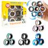 YISHIDANY 12Pcs Magnetic Rings Fidget Spinner Toys Set, ADHD Stress Relief Fingers Magnet Rings, Graffiti Camo Magical Fidget Toys Pack for Training Autism Anxiety, Great Gift for Adults Teens Kids view 1