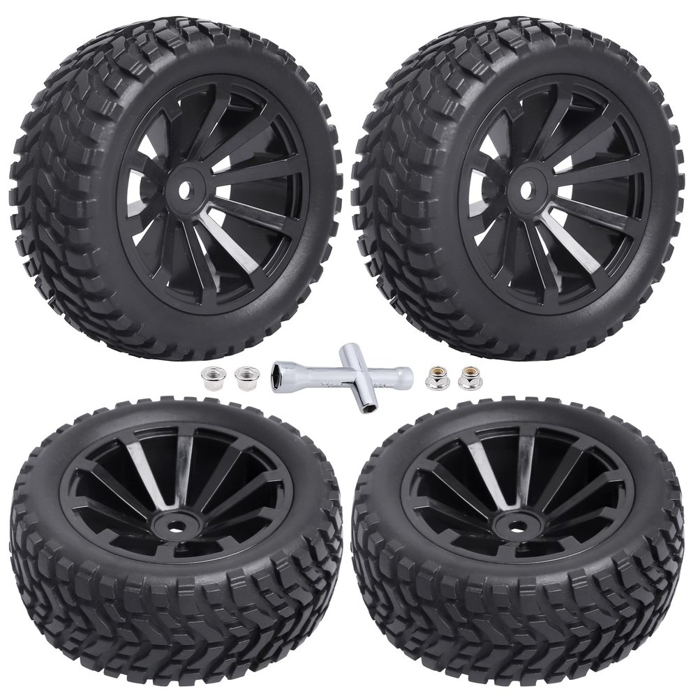 FriHobby 1/10 RC Touring Wheels and Tires 12mm Hex for Traxxas 4Tec 2.0 Tamiya TT02 1/14 Wltoys 144001 1/16 Traxxas Slash 1/18 Latrax Teton Redcat HPI HSP Brushless 2S 3S RC On-Road Tyres, Non-Glued