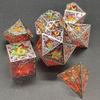 7-Piece Crafted Dice Set - Beautiful Snowflake Metal Dice with Resin Core - Fiery Red - D&D - Dungeons and Dragons - D4 D6 D8 D10 D20 Bronze!!! view 2