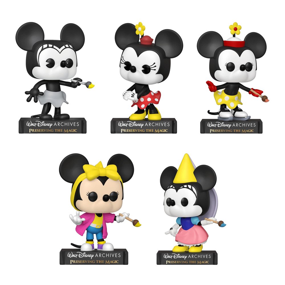 Funko Pop! Minnie Disney Archives Set of 5 - Princess Minnie (1938), Minnie (2013), On Ice (1935), Plane Crazy (1928) and Totally Minnie (1988)