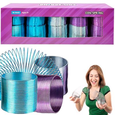 The Dreidel Company Metal Coil Spring, Goody Bag Fillers, Party Favor for Kids, Variety of 2.4" (60mm) Individually Boxed (10-Pack)