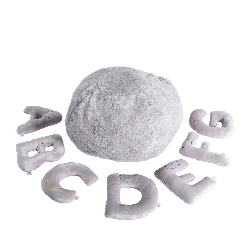 Alphapals Educational Alphabet Toys - 26 Piece Dove Grey Set, Large 11" Stuffed Letters in Plush Bag - Perfect Learning Language Awareness & ABCs Recognition Gifts for Kids, 3, 4, & 5 Year Olds