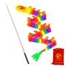 DSJUGGLING 3D Colorful Dragon Silk Flowy Spinning & Shaking Poi - Flinging The Dragon Spiral Practice Ribbon Streamer with Fiberglass Handsticks + Travel Bag! (7 Meters (23 FT), Rainbow Color) view 1