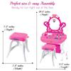 DIMPLE (Set of 2) 2-in-1 Princess Vanity Set Girls Toy Makeup Accessories with Working Piano, Hair Dryer & Flashing Lights, Big Mirror, Chair, Pretend Cosmetics - Princess Appears in Mirror for Girls view 2