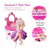 DIMPLE (Set of 2) 2-in-1 Princess Vanity Set Girls Toy Makeup Accessories with Working Piano, Hair Dryer & Flashing Lights, Big Mirror, Chair, Pretend Cosmetics - Princess Appears in Mirror for Girls view 4