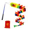 DSJUGGLING 9.8 Ft Rainbow Flowy Spinning & Shaking Dragon Poi, 3 Meters Flinging Dragon Spiral Practice Ribbon Streamer with Fiberglass Handsticks + Travel Bag view 3