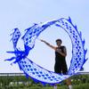 DSJUGGLING 26.2 FT 3D Blue Dragon Silk-Like Flowy Spinning & Shaking Poi, 8 Meters Flinging Blue Celadon Dragon Spiral Practice Ribbon Streamer with Fiberglass Handsticks + Travel Bag! view 1