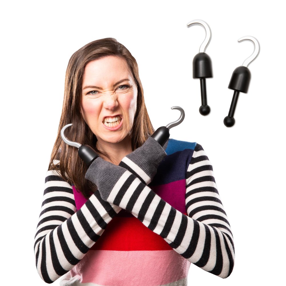 BigMouth Inc Tiny Hands Gag Gifts Baby Hands on a Stick - Fake Small Hands for Costumes and Pranks - Funny Stick Puppets - Iron Pirate Hooks