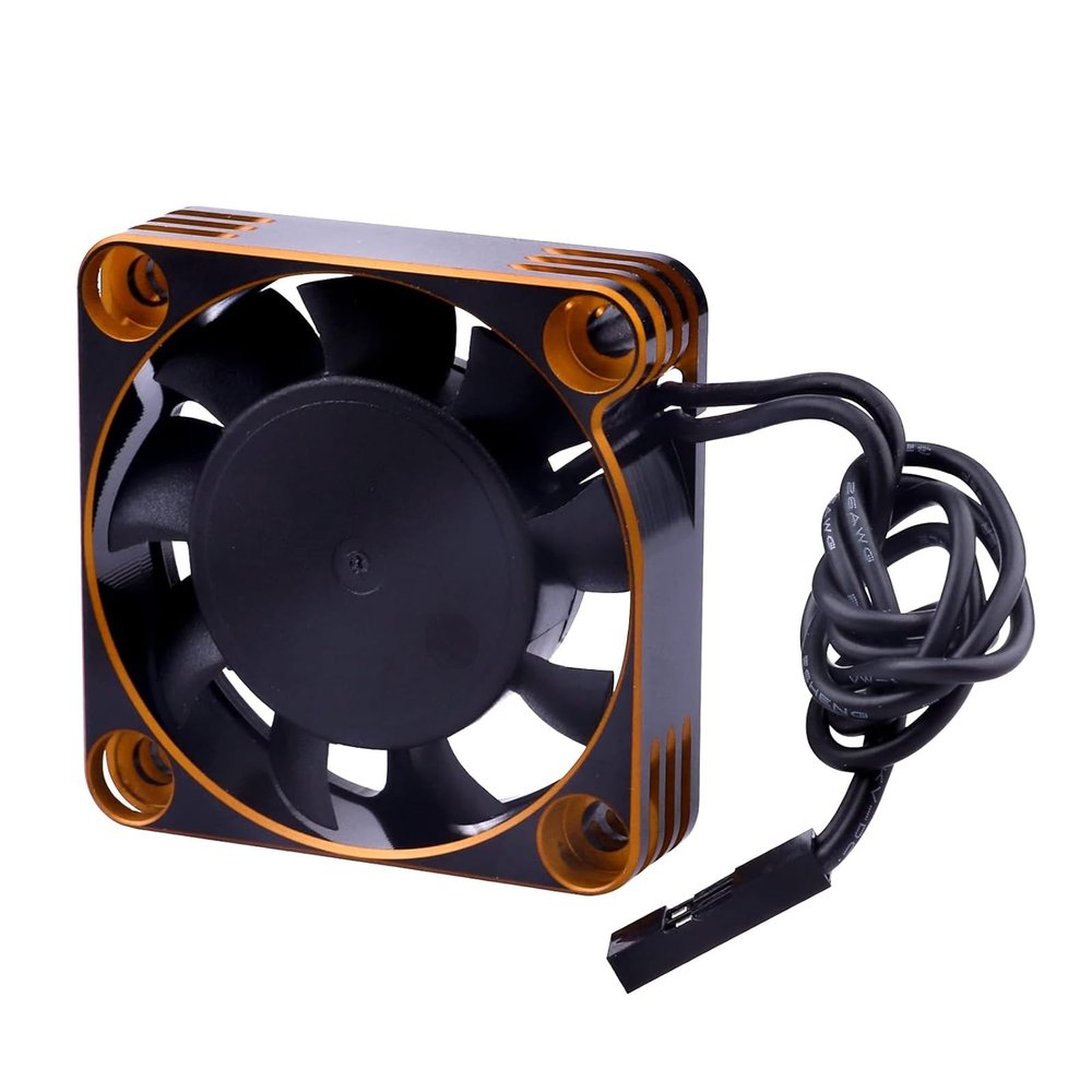 Hobbyfire Motor Cooling Fan RC Model Heatsink 16000RPM ESC Cooling Fan for RC Car Truck Buggy Crawler 1/8 1/10 Scale 540 550 Brushless Motor (Black-Gold)