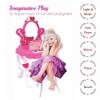 DIMPLE (Set of 3) 2-in-1 Princess Vanity Set Girls Toy Makeup Accessories with Working Piano, Hair Dryer & Flashing Lights, Big Mirror, Chair, Pretend Cosmetics - Princess Appears in Mirror for Girls view 2