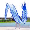 19.6 FT Silk-Like Blue Dragon Poi, Flinging Dragon Spiral Practice Ribbon Streamer with 90 cm Stretchable Fiberglass Handstick Rod + Travel Carry Bag! view 1